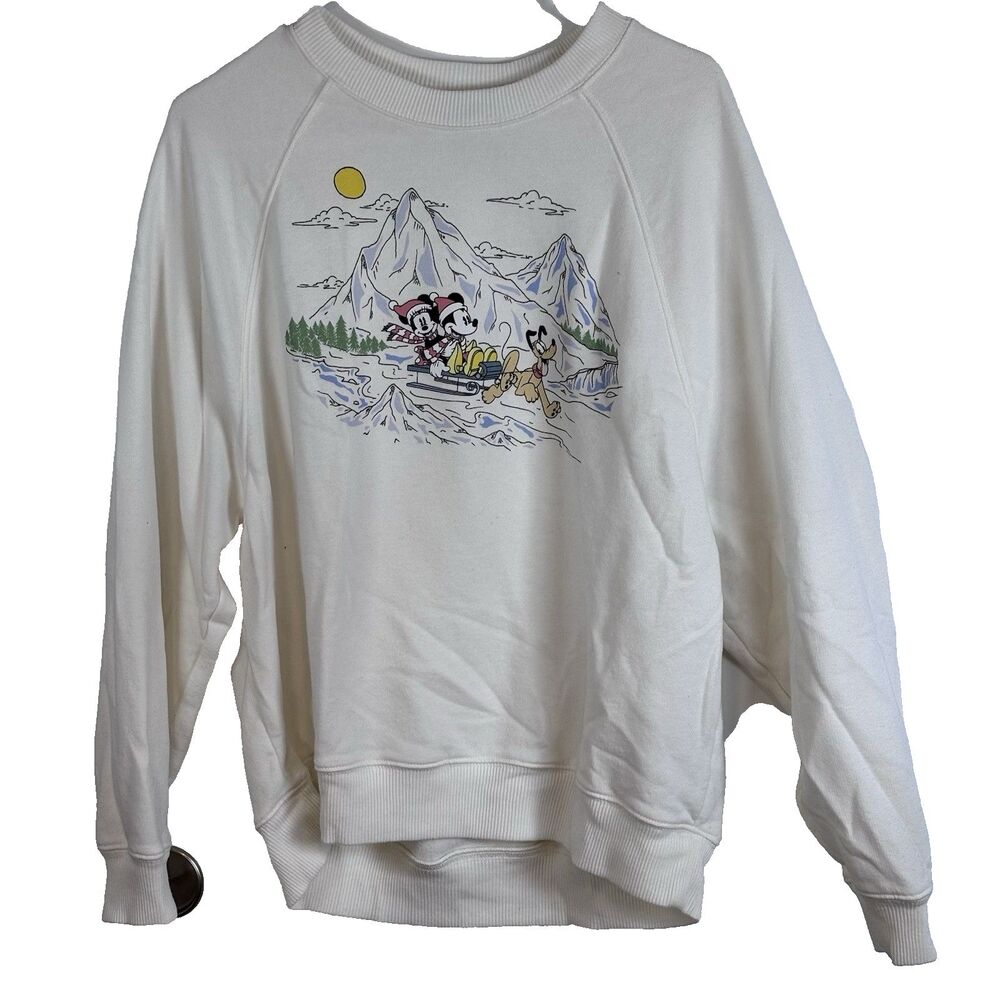 Disney x American Eagle Mickey Minnie Pluto Mountain Graphic Fleece Sweatshirt S